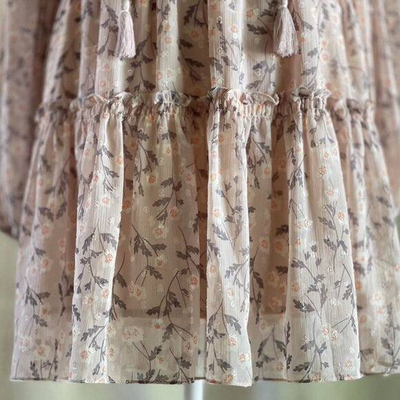 NWT LOVESTITCH Chiffon Peasant Cottagecore Mini Dress - Picture 5 of 13